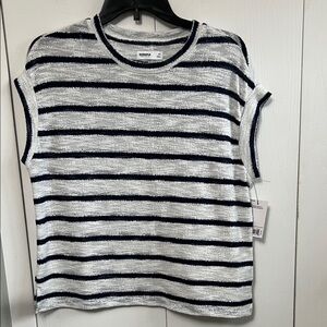 Sonoma Navy and White Striped Short Sleeve Tee